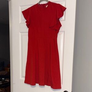Maeve by Anthropologie Women's Red Ruffle Sleeve Dress
